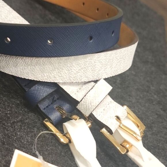 Michael Kors 2 For 1 MK Logo & Navy Belt Set - Picture 7 of 8